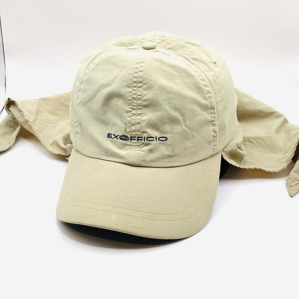 ExOfficio Sun Hat One Size Buzz Off Insect Shield Neck Cape E410 Khaki Nylon Cap